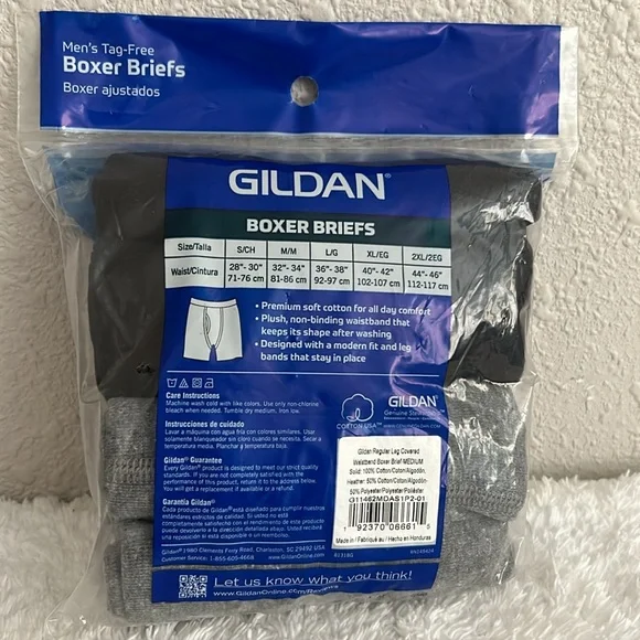 GILDAN 2 PACK Cool Spire TAG-FREE BLK/GRY BOXER BRIEFS- Men’s Size M (32-34) - Picture 2 of 3